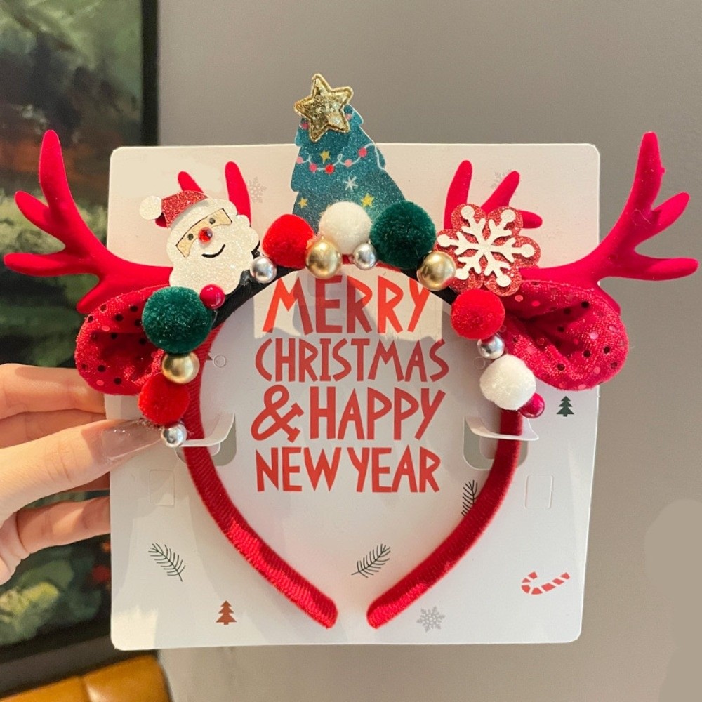 Reindeer Antlers Headband - Tiara de Veludo Vermelho com Chifres