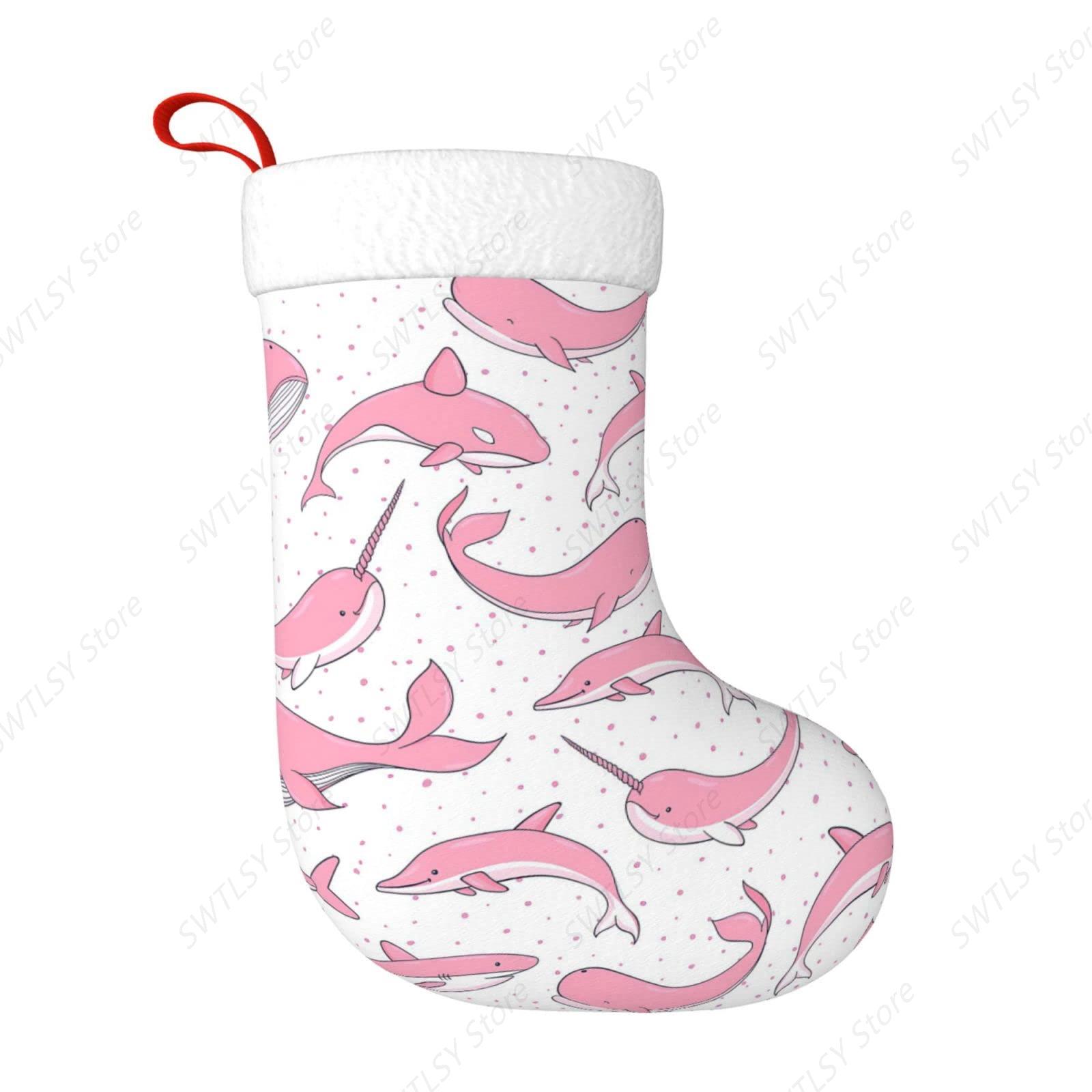 Christmas Stocking Hanging - Natal baleia rosa natal feriado meias