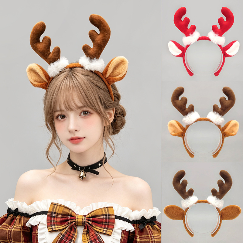 Reindeer Antlers Headband - Tiara de Orelhas de Rena Peludas
